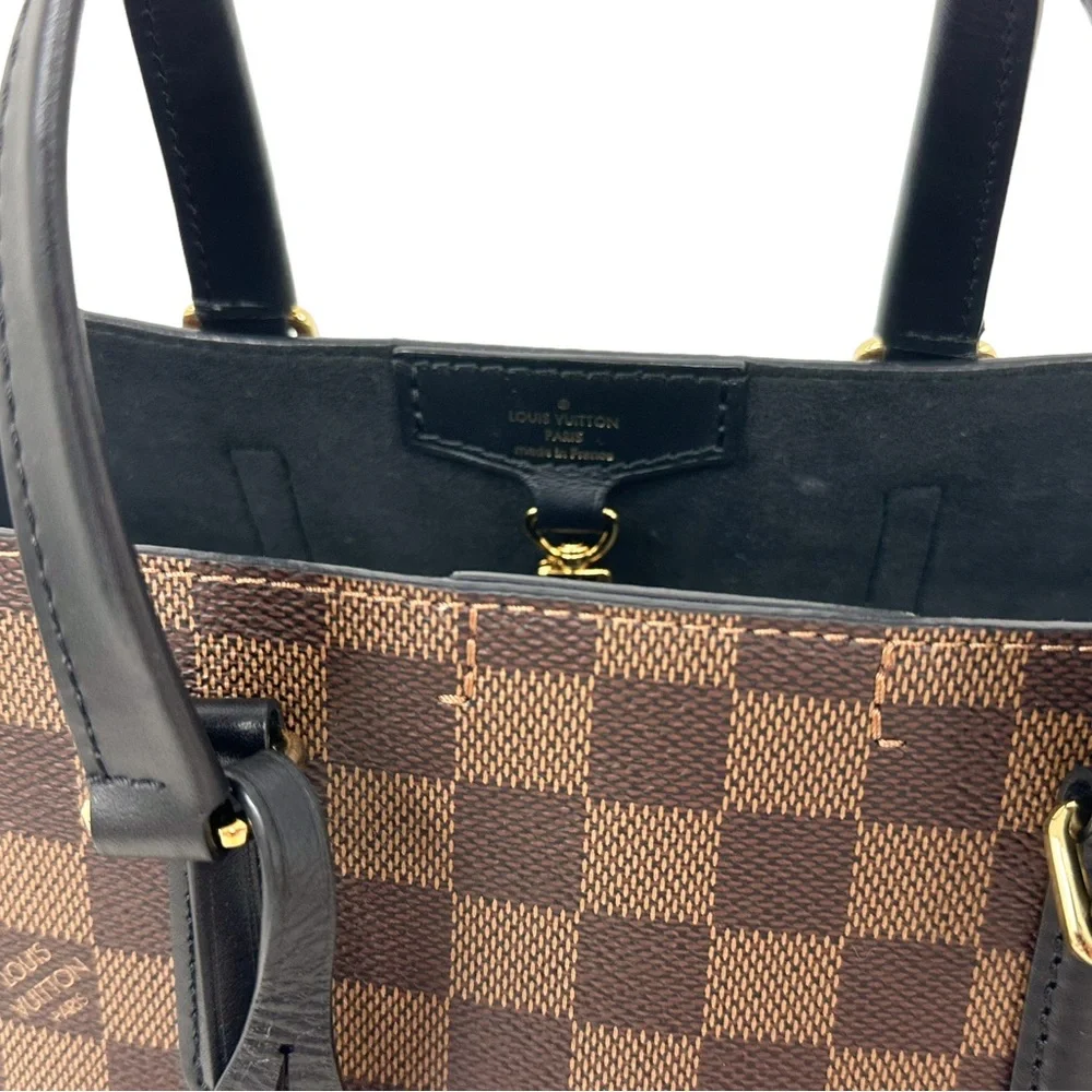 Louis Vuitton Damier Ebene Belmont NV MM Tote Bag N60294 LV + Pouch Brown Black - Picture 8 of 12